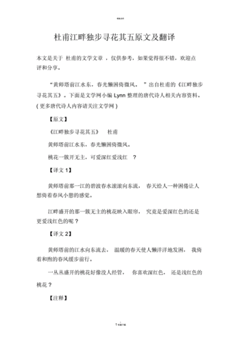 江畔独步寻花古诗意思解析与赏析