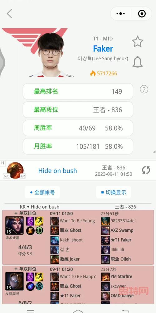 faker韩服战绩查询难不难？简单几步就能查到！