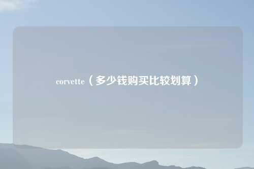corvette（多少钱购买比较划算）