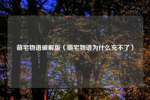 萌宅物语破解版(萌宅物语为什么充不了)