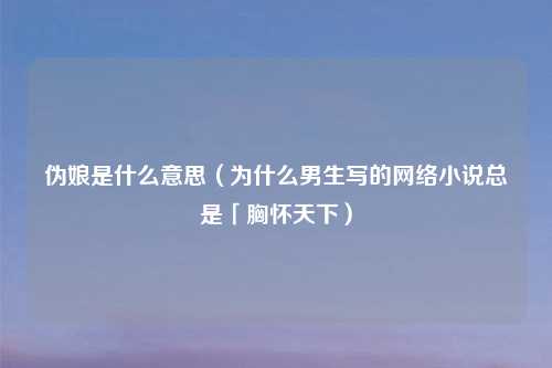 伪娘是什么意思（为什么男生写的     小说总是「胸怀天下）
