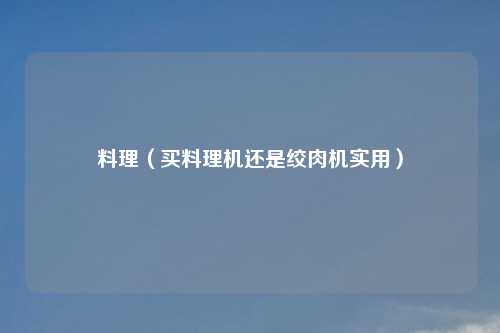 料理（买料理机还是绞肉机实用）