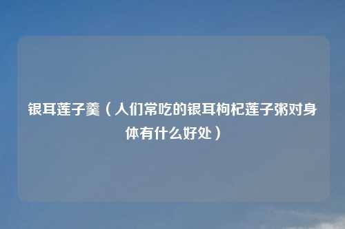银耳莲子羹(人们常吃的银耳枸杞莲子粥对身体有什么好处)