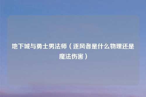 地下城与勇士男法师（逐风者是什么物理还是魔法伤害）