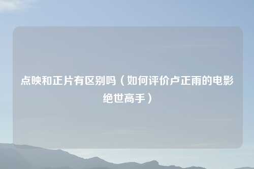 点映和正片有区别吗（如何评价卢正雨的电影绝世高手）