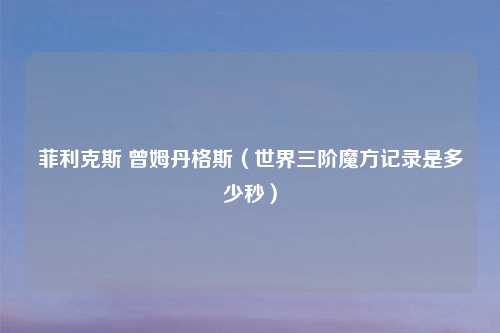 菲利克斯 曾姆丹格斯（世界三阶魔方记录是多少秒）