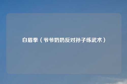 白眉拳(爷爷奶奶反对孙子练武术)