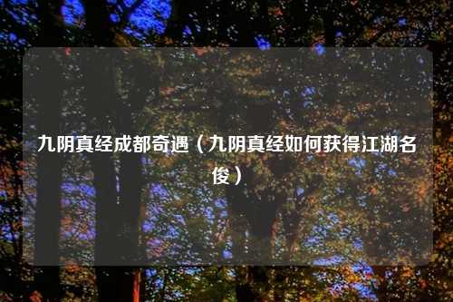 九阴真经成都奇遇（九阴真经如何获得江湖名俊）