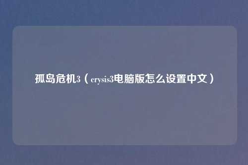 孤岛危机3（crysis3电脑版怎么设置中文）