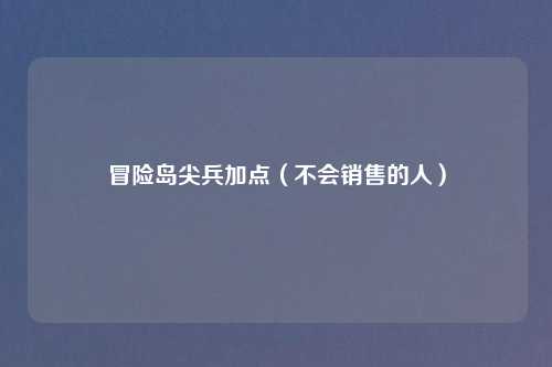 冒险岛尖兵加点（不会销售的人）