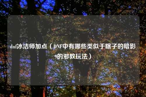 dnf冰洁师加点（DNF中有哪些类似于瞎子的暗影9的邪教玩法）