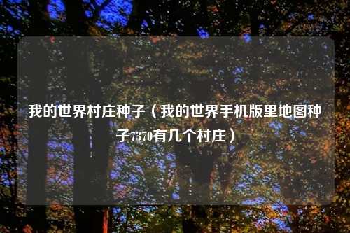 我的世界村庄种子（我的世界手机版里地图种子7370有几个村庄）