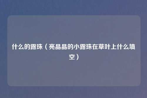 什么的露珠（亮晶晶的小露珠在草叶上什么填空）