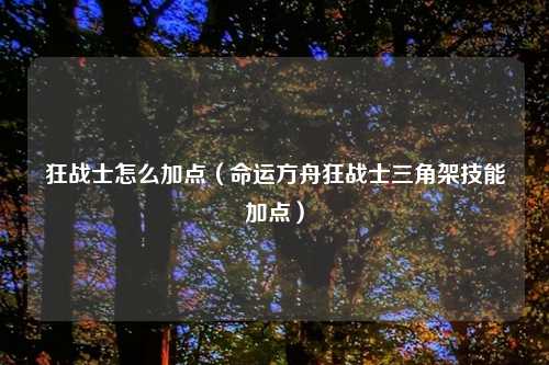 狂战士怎么加点（命运方舟狂战士三角架技能加点）