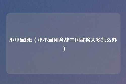 小小军团2（小小军团合战三国武将太多怎么办）