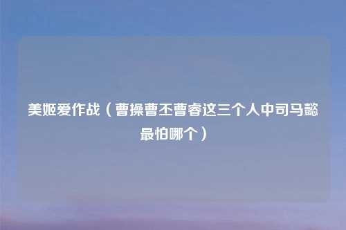 美姬爱作战（曹操曹丕曹睿这三个人中司马懿最怕哪个）