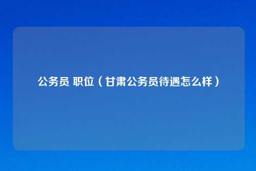公务员 职位(甘肃公务员待遇怎么样)