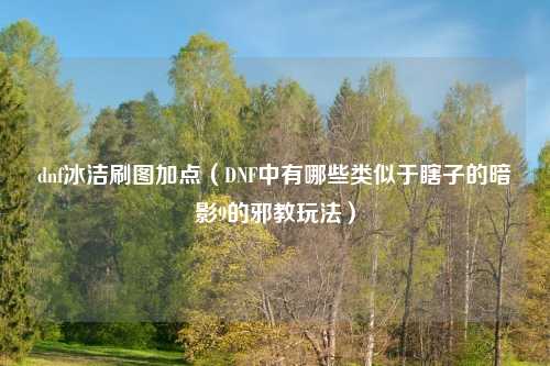 dnf冰洁刷图加点(DNF中有哪些类似于瞎子的暗影9的邪教玩法)