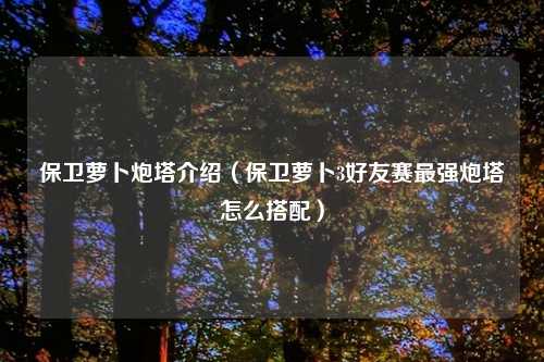 保卫萝卜炮塔介绍(保卫萝卜3好友赛最强炮塔怎么搭配)