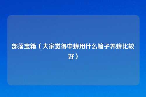 部落宝箱（大家觉得中蜂用什么箱子养蜂比较好）