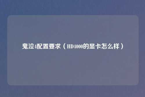 鬼泣4配置要求(HD4000的显卡怎么样)
