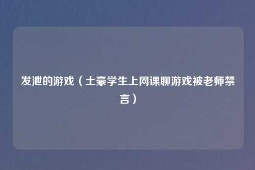 发泄的游戏（土豪学生上网课聊游戏被老师禁言）