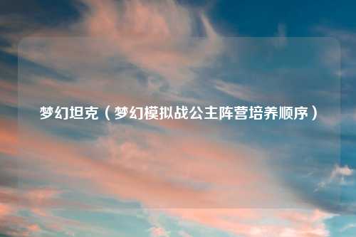梦幻坦克(梦幻模拟战公主阵营培养顺序)