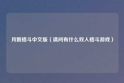 月姬格斗中文版（请问有什么双人格斗游戏）