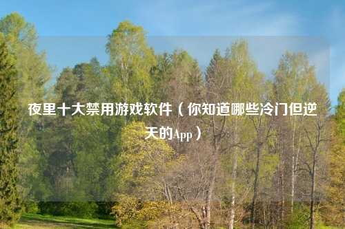 夜里十大禁用游戏软件（你知道哪些冷门但逆天的App）