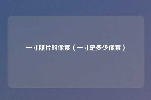 一寸照片的像素（一寸是多少像素）