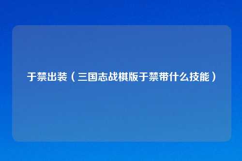 于禁出装(三国志战棋版于禁带什么技能)