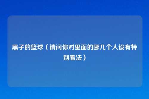 黑子的篮球(请问你对里面的哪几个人设有特别看法)