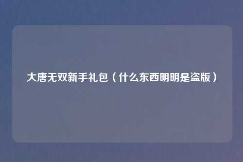 大唐无双新手礼包（什么东西明明是盗版）