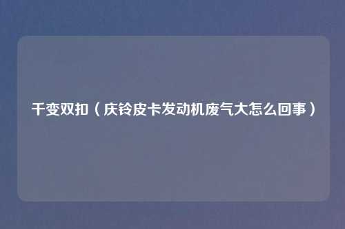 千变双扣(庆铃皮卡发动机废气大怎么回事)