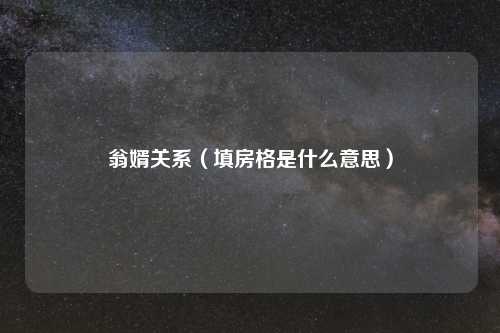 翁婿关系(填房格是什么意思)