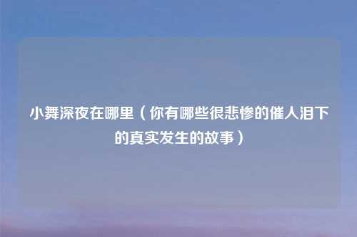 小舞深夜在哪里（你有哪些很悲惨的催人泪下的真实发生的故事）