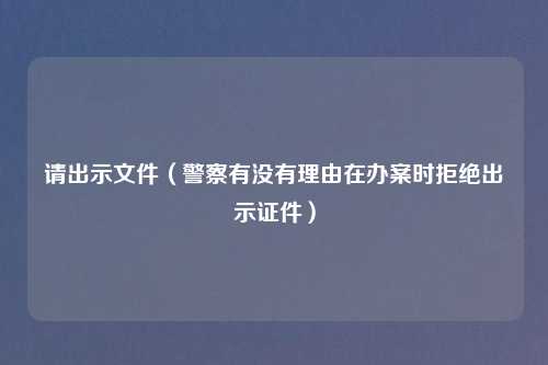 请出示文件（警察有没有理由在办案时拒绝出示证件）