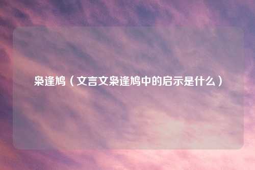枭逢鸠（文言文枭逢鸠中的启示是什么）