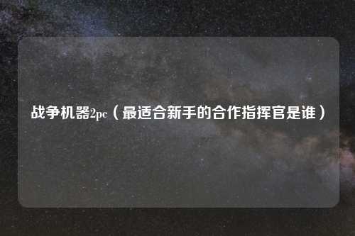 战争机器2pc（最适合新手的合作指挥官是谁）