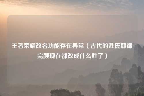 王者荣耀改名功能存在异常（古代的姓氏耶律完颜现在都改成什么姓了）