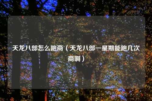 天龙八部怎么跑商（天龙八部一星期能跑几次商啊）