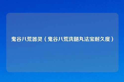 鬼谷八荒器灵（鬼谷八荒洗髓丸法宝耐久度）