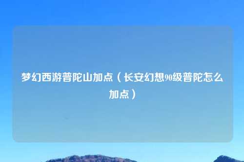 梦幻西游普陀山加点（长安幻想90级普陀怎么加点）