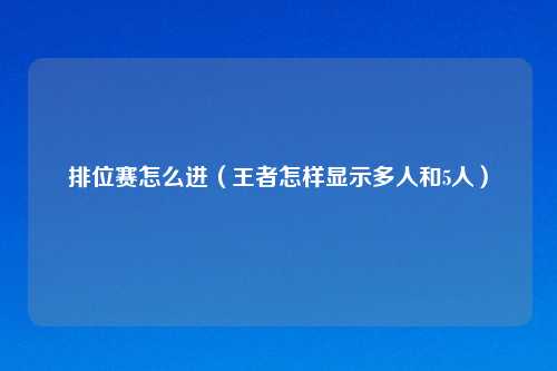 排位赛怎么进（王者怎样显示多人和5人）