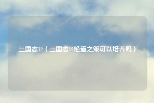 三国志12(三国志12绝道之策可以培养吗)