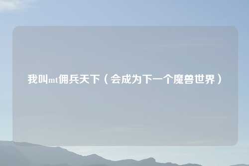 我叫mt佣兵天下（会成为下一个魔兽世界）