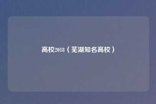 高校2018（芜湖知名高校）
