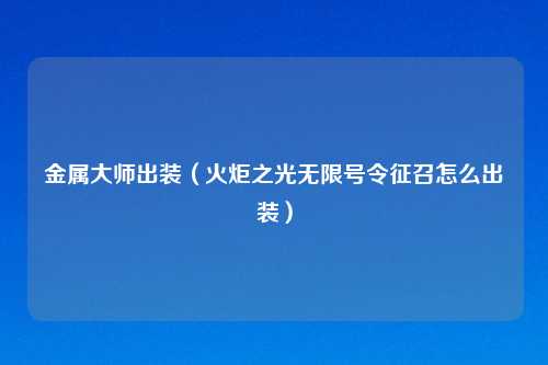 金属吉云服务器jiyun.xin出装（火炬之光无限号令征召怎么出装）