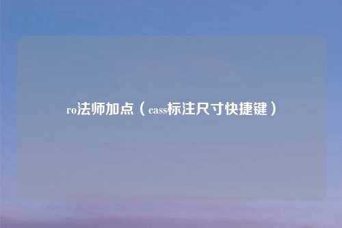 ro法师加点（cass标注尺寸快捷键）