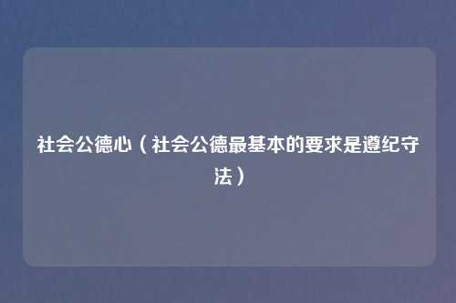 社会公德心（社会公德最基本的要求是遵纪守法）